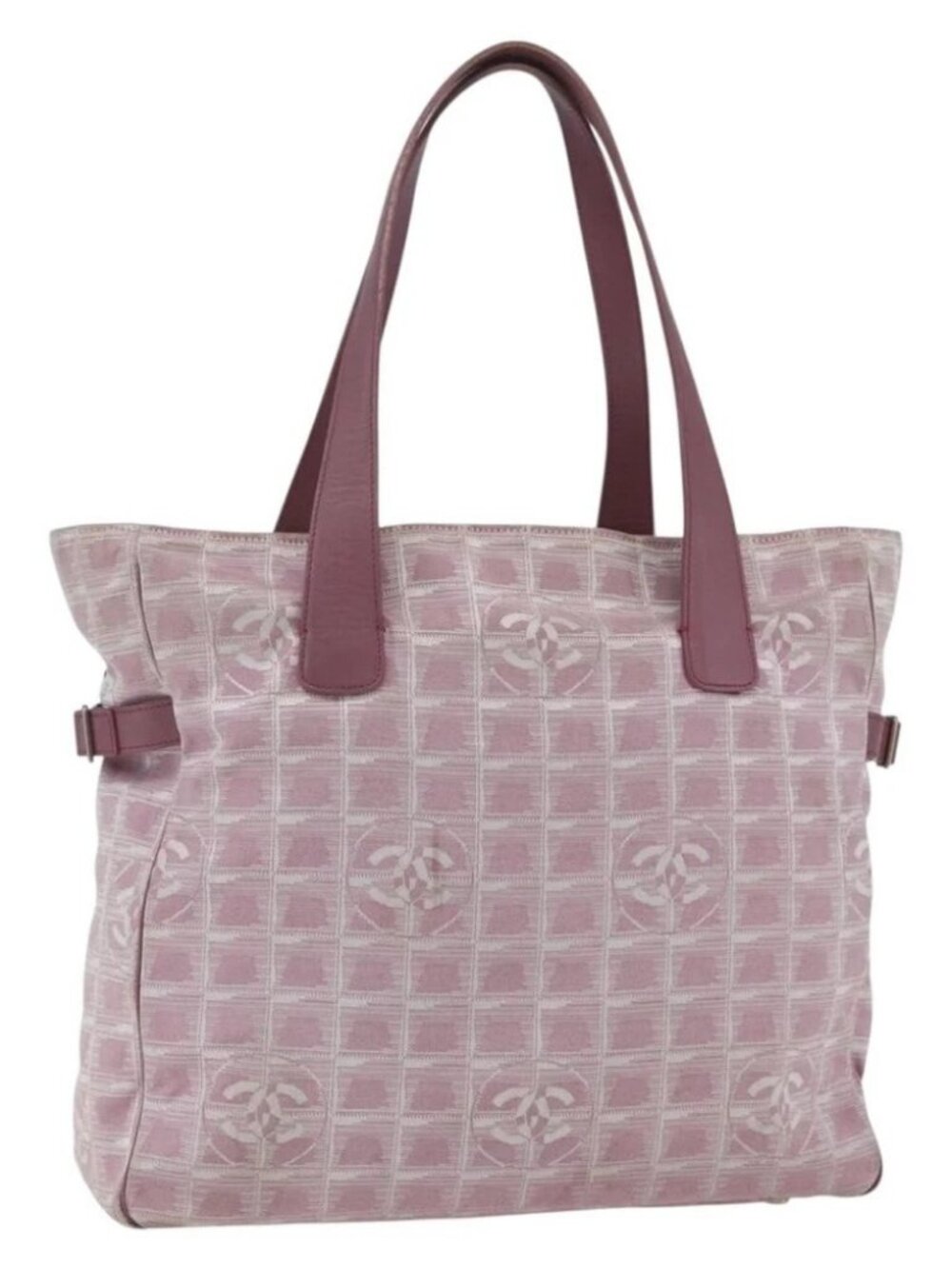 CHANEL New Travel line Tote Bag Pink Silver CC Auth 168739